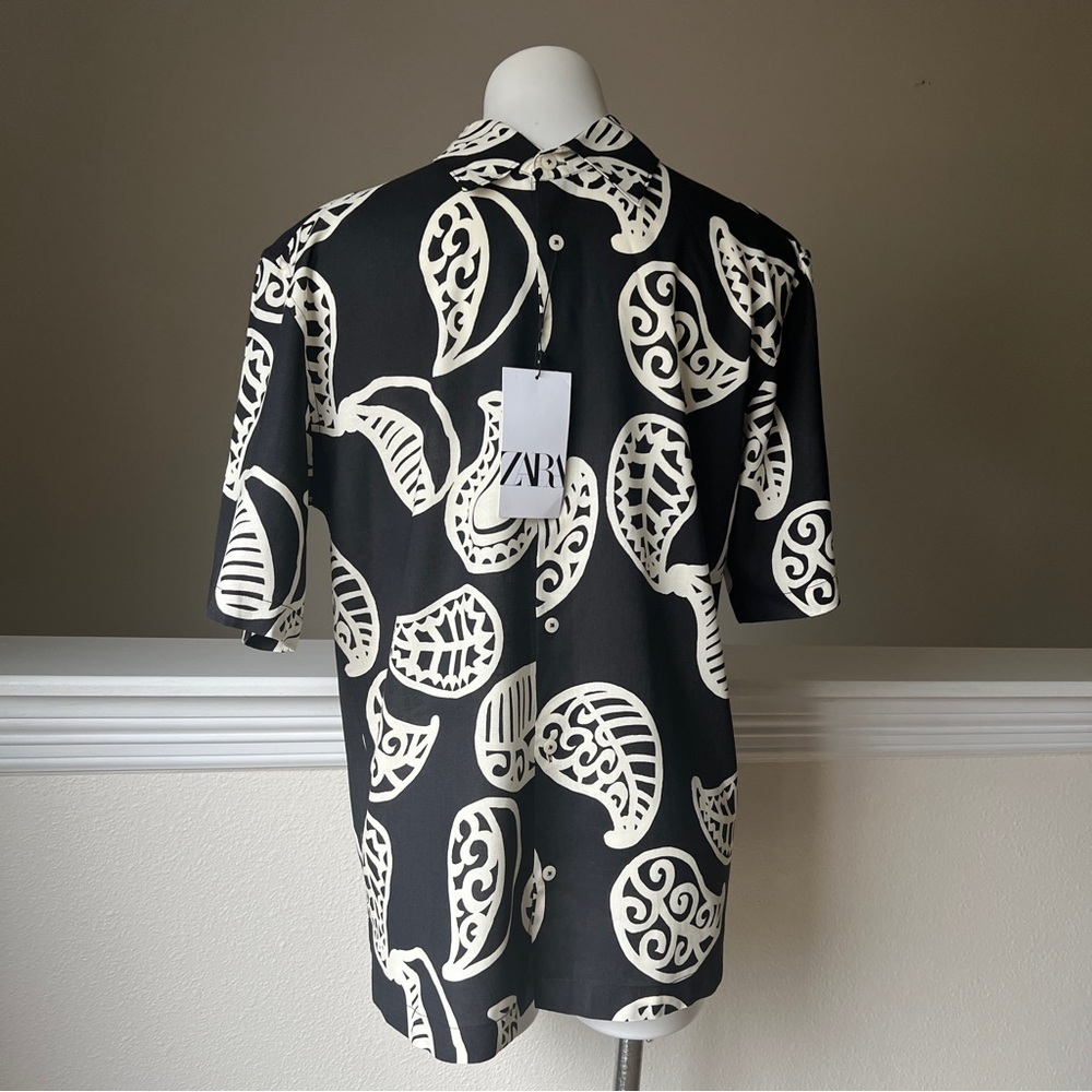 NWT ZARA PAISLEY PRINT SHIRT BLACK | 5566/114 - Picture 6 of 16